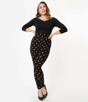 Unique Vintage Black & Orange Pumpkin Patch Rizzo Cigarette Pants