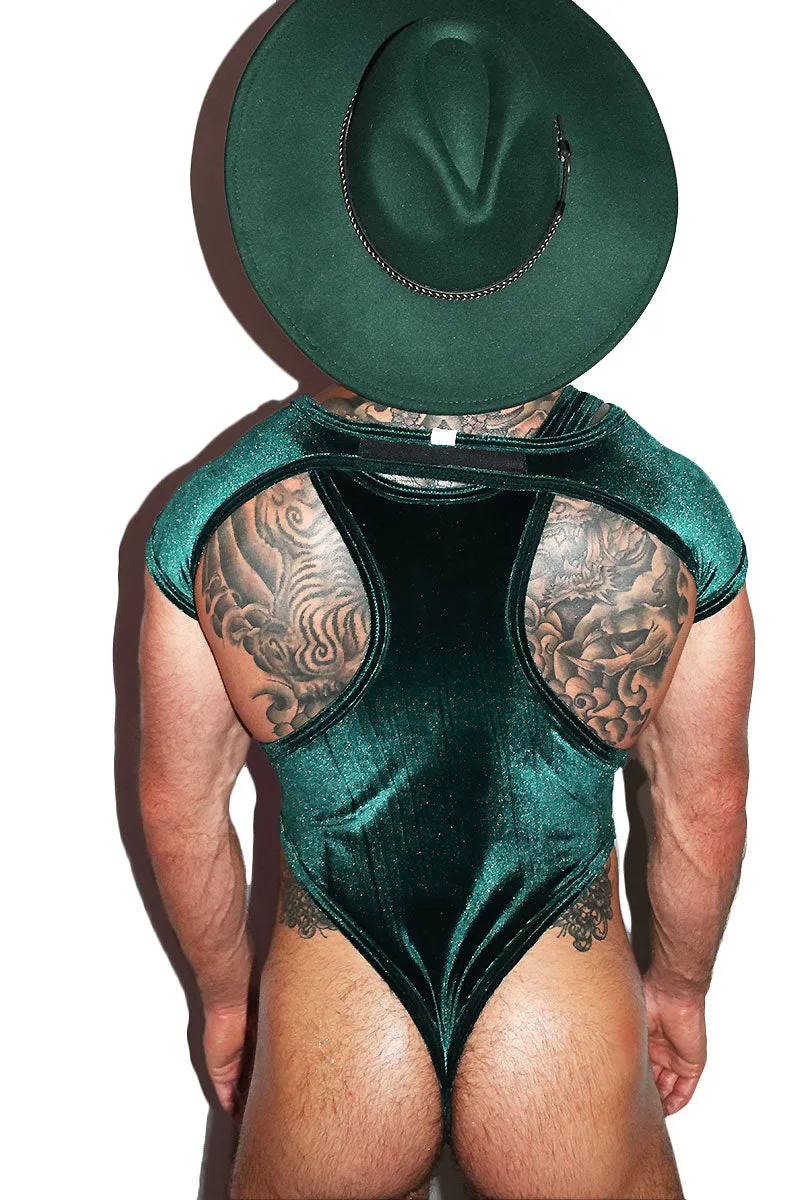 Velvet Short Sleeve Buckle Arm Guard Harness- Dark Green