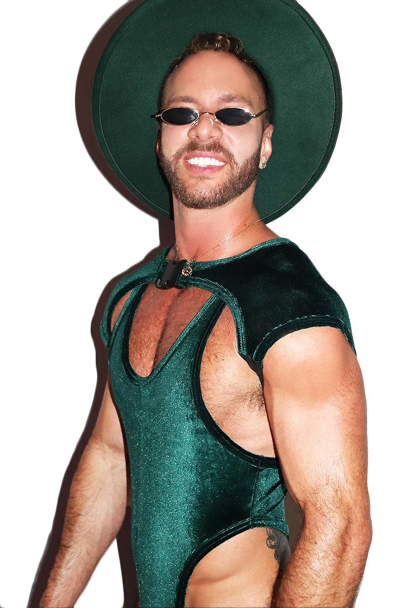 Velvet Short Sleeve Buckle Arm Guard Harness- Dark Green