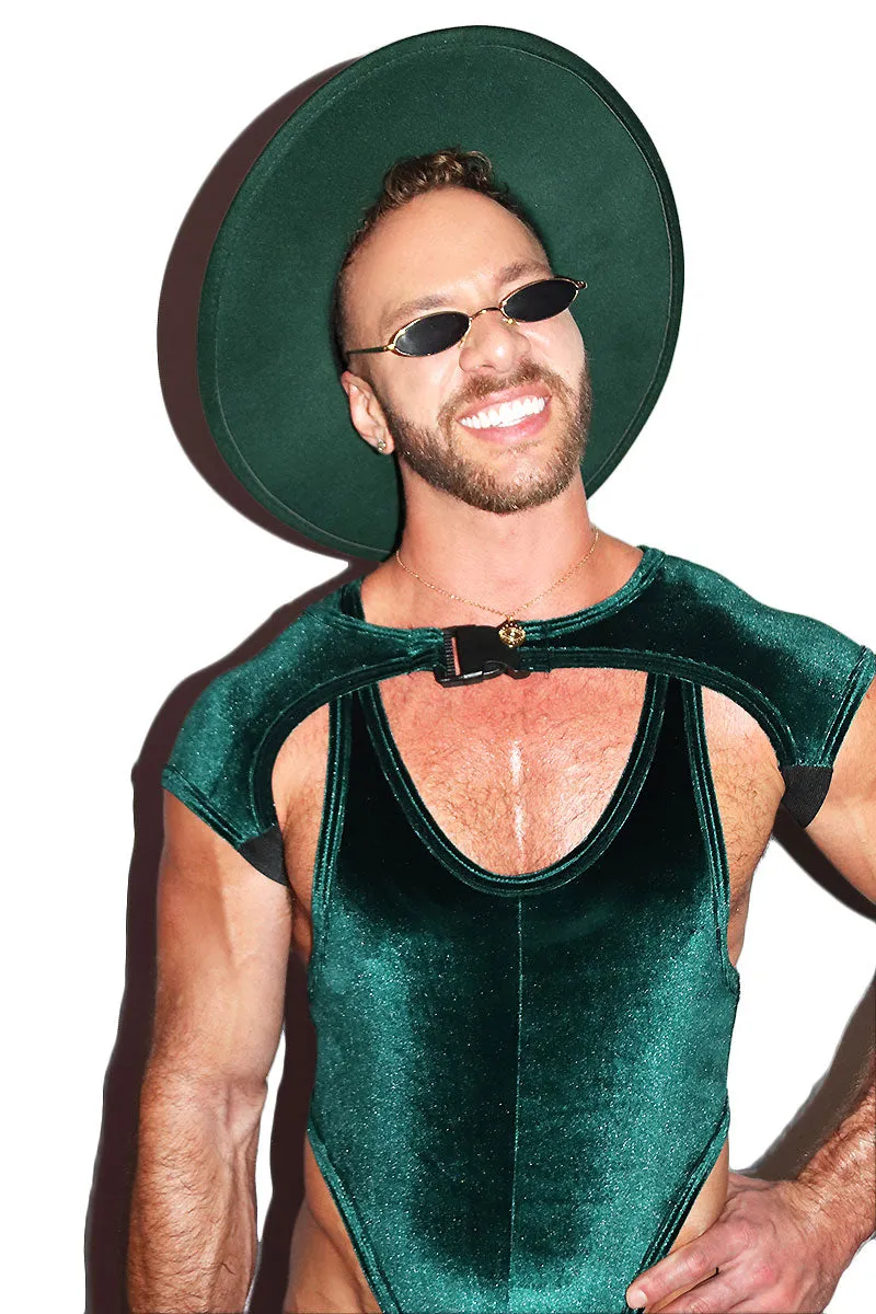 Velvet Short Sleeve Buckle Arm Guard Harness- Dark Green