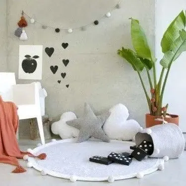 Washable cotton rug "bubbly" grey