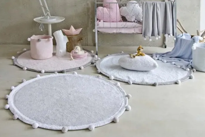 Washable cotton rug "bubbly" grey