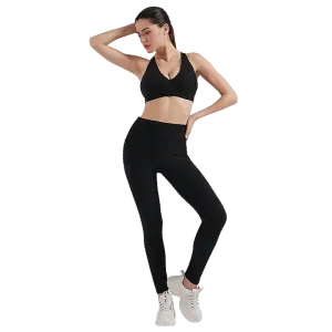 Women's Jacquard Yoga Vest High Waist Yoga Pants Hip Lift Pants Yoga Suit