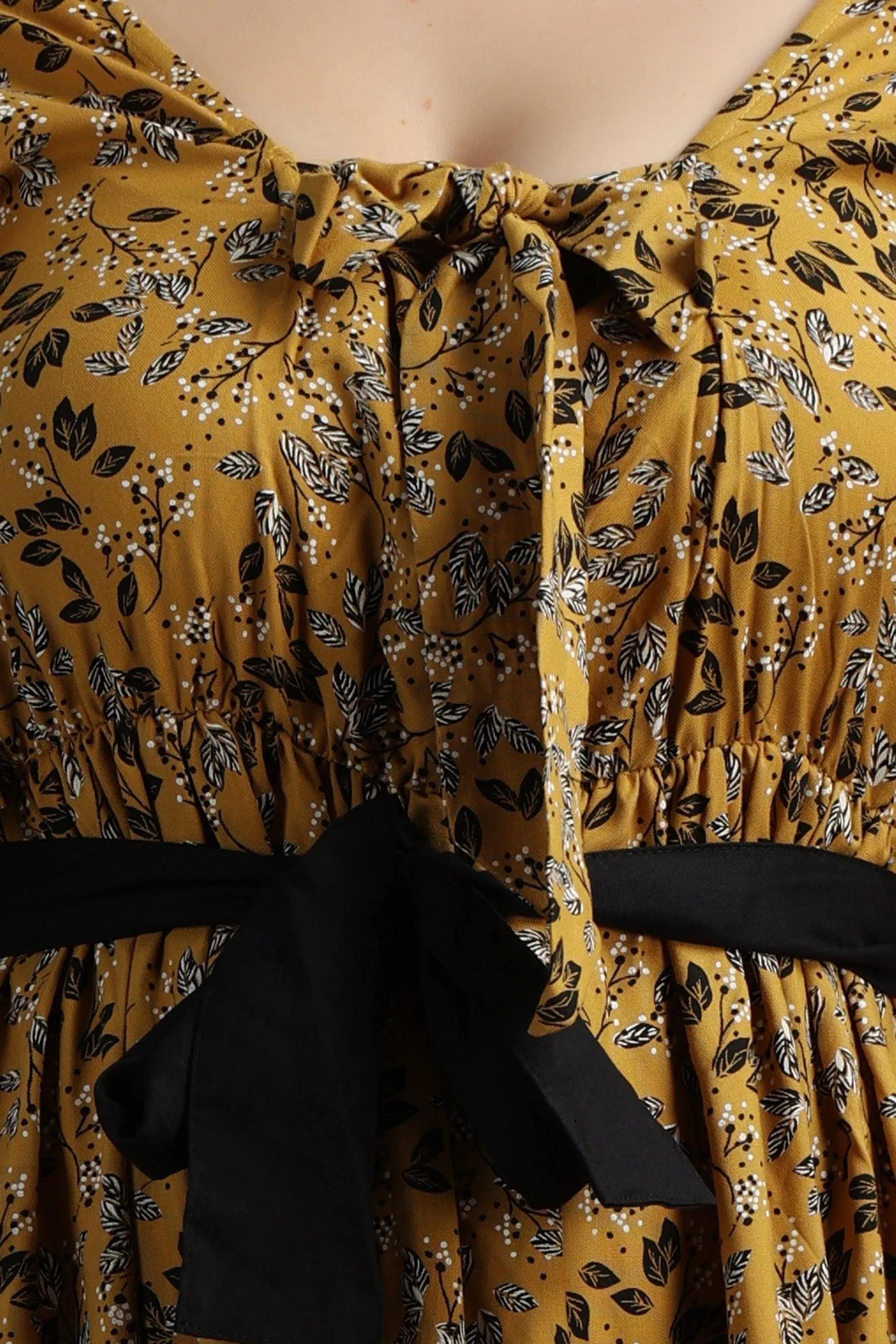 Yellow Floral Printed Dress